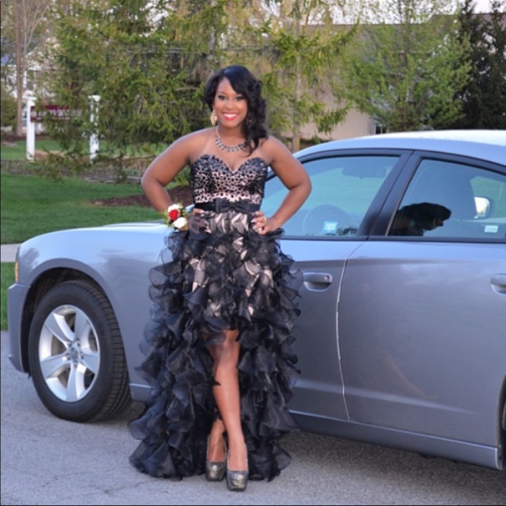 Sherri Hill black and nude prom dress